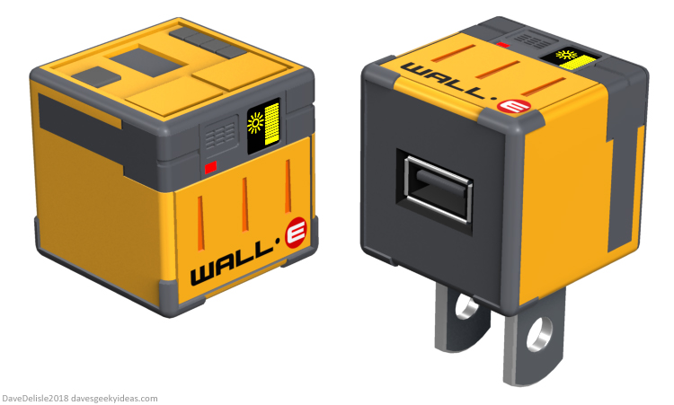 WALL-E USB Wall Adapter design 2018 Dave Delisle davesgeekyideas