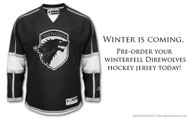 Game Of Thrones DIrewolves Starks Hockey Jersey