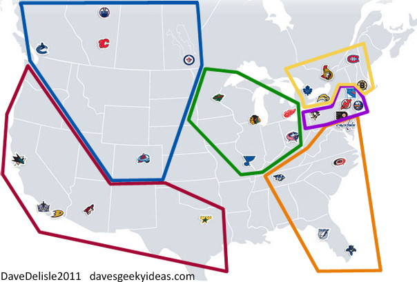 NHL Realignment 2012 Map davesgeekyideas.com
