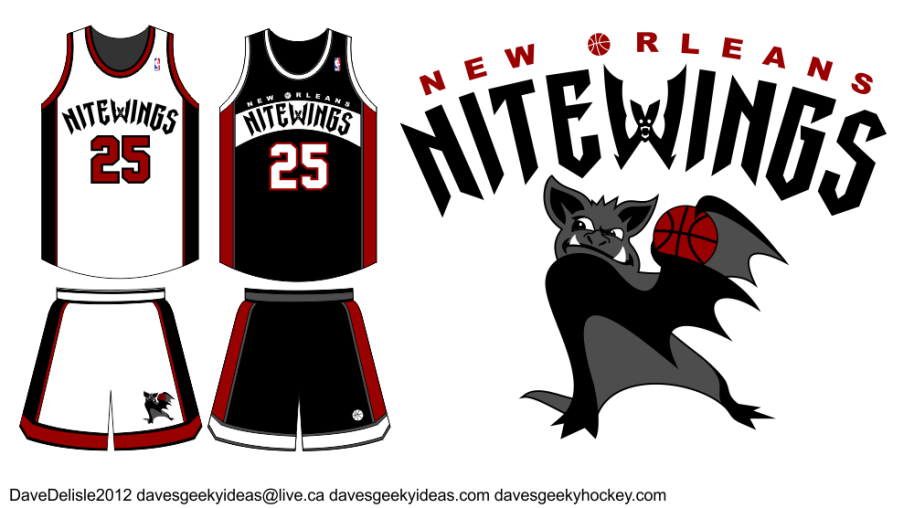 New Orleans Nitewings NBA Dave Delisle Designer Logos Sports