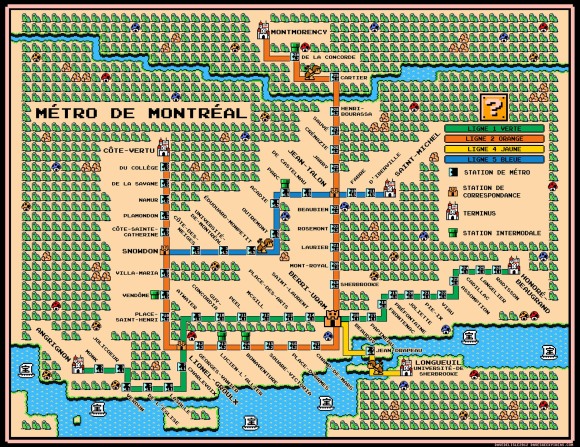 Montreal Metro Map MArio 2012 Bleue Dave Delisle davesgeekyideas.com