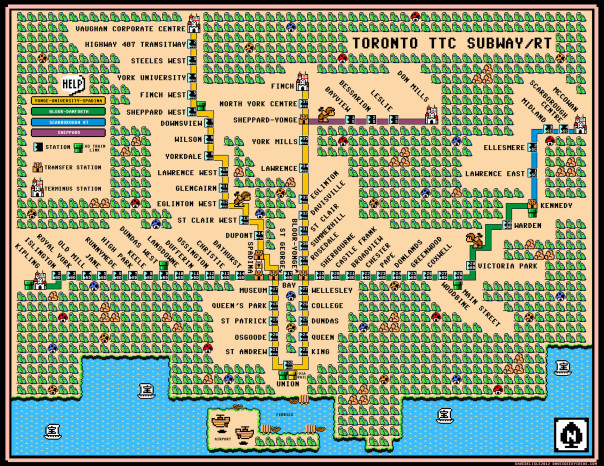 Toronto TTC Subway RT Map Mario 3 Wallpaper High-Res 2012 2014