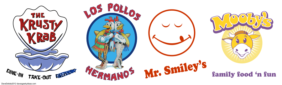 Los Pollow Hermanos Logo Mooby's Smiley's Krusty Krab 2012 Dave Delisle davesgeekyideas.com