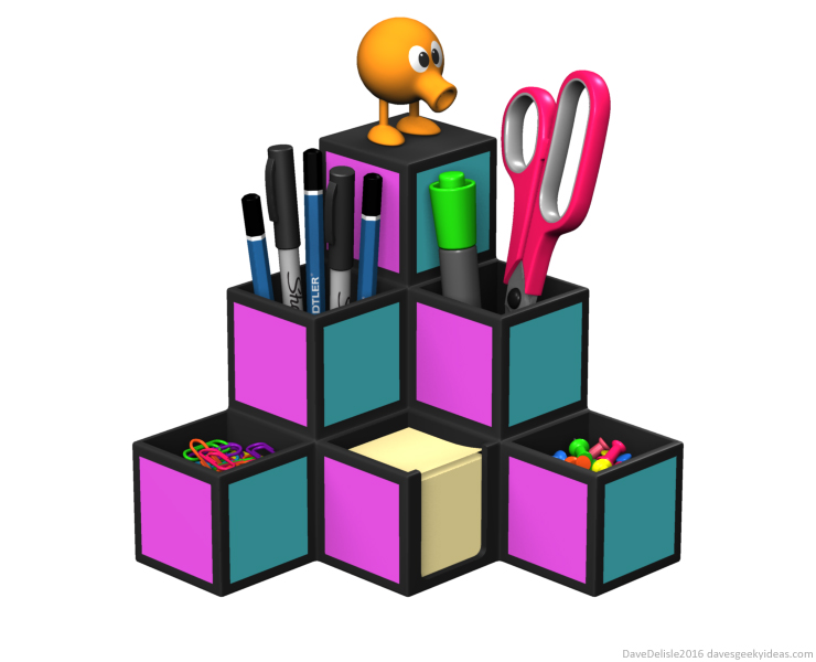 Q-Bert desk organizer by Dave Delisle davesgeekyideas design dave's geeky ideas