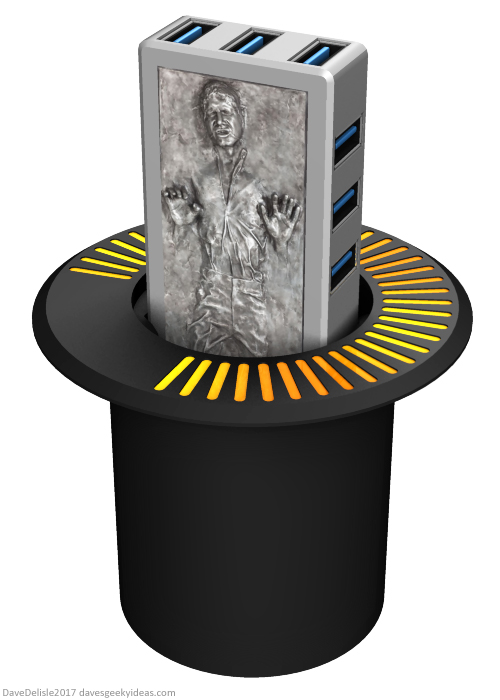 Han Solo in Carbonite USB Desk Grommet or Car Charger by Dave Delisle