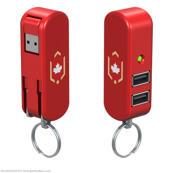 Swiss Army Knife USB power bank wall adapter 2019 Canadian Dave Delisle davesgeekyideas Dave's Geeky Ideas