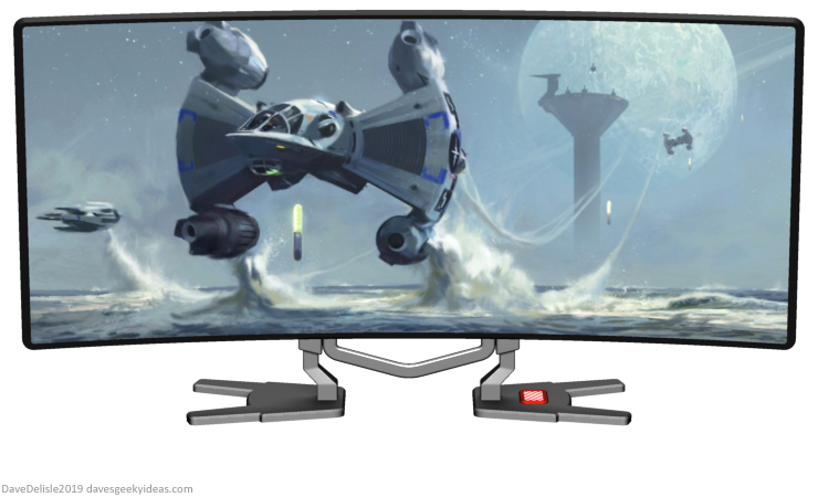 Last Starfighter ultrawide gaming monitor gunstar death blossom stand 2019 dave delisle davesgeekyideas dave's geeky ideas