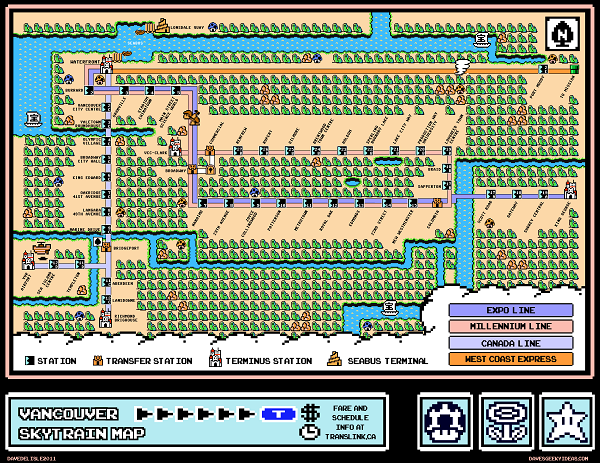 Mario Skytrain Version 2 Seabus West Coast Express Canada Expo Millennium Translink Map 