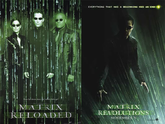 Mtrix Reloaded Revolutions theatrical posters 2003 davesgeekyideas.com