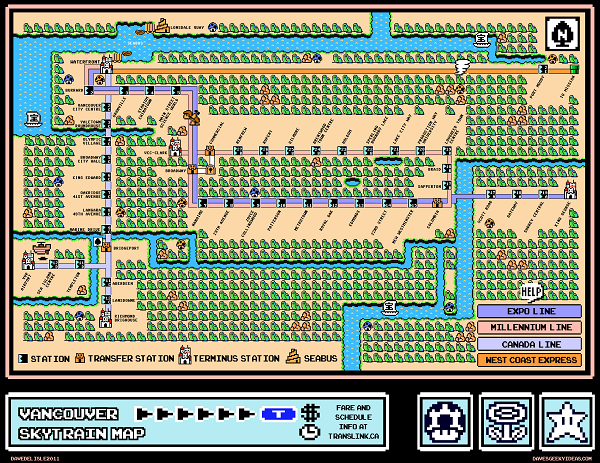 Mario Skytrain Map No Clouds 2011 davesgeekyideas.com