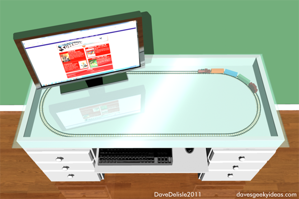 Glass Top desk display case davesgeekyideas.com IKEA Geeky Furniture
