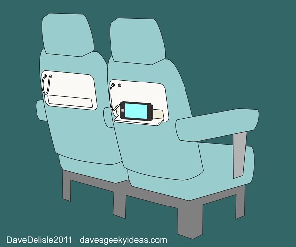 Seatbacks Trains Planes Smartphone perch 2011 davesgeekyideas.com